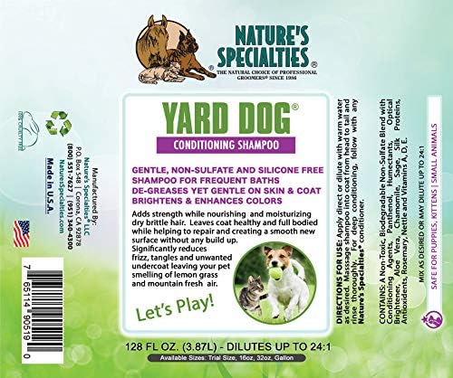 Especialidades da natureza cão de cão de cão ultra concentrado shampoo de condicionamento para animais de estimação,