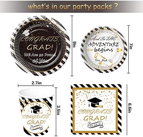 Naiwoxi Graduation Party Supplies 2023 - Os utensílios de mesa de graduação incluíam banner, pratos, xícaras,