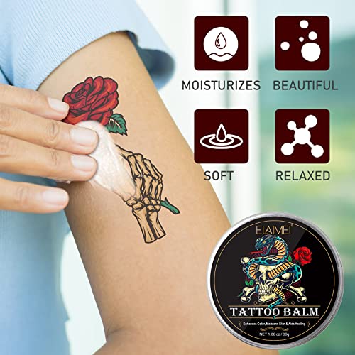 Balm de manteiga de tatuagem, pós -tratamento com creme de tatuagem orgânica natural, iluminador