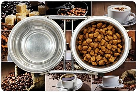 Tapete de estimação de café lunarable para comida e água, diferentes fotos de canecas de café e sacos de
