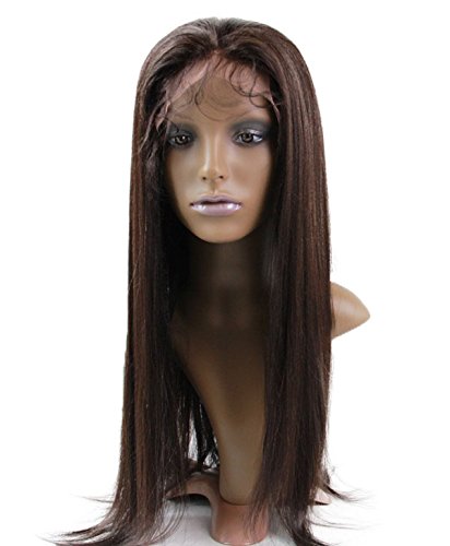 Peruca de renda dianteira peruca de cabelo humano Virgin Remy Human Human Yaki cor 2 marrom escuro