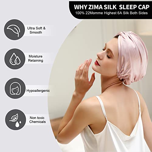 Zimasilk 22 Momme Mulberry Selp Sleep Bap for Women Hair Care, capô de seda natural com elástico