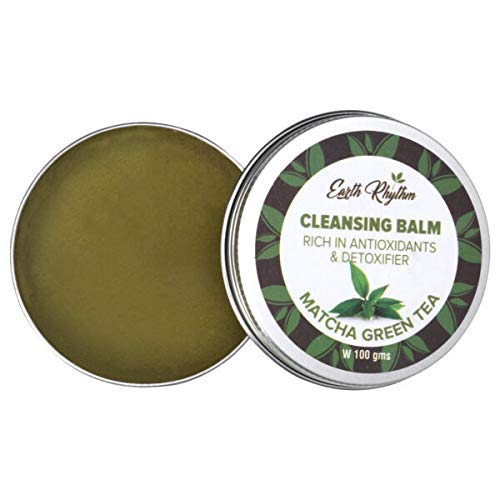 Balm de limpeza nutritiva do ritmo da terra com chá verde matcha, para pele oleosa, certificada natural, plástico