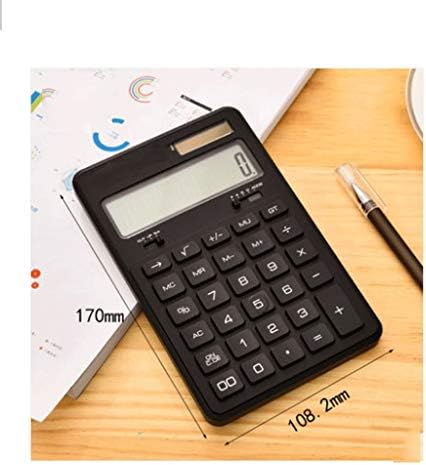 Calculadoras YFQHDD, calculadora de desktop portátil de 12 dígitos de potência dupla com grande botão LCD