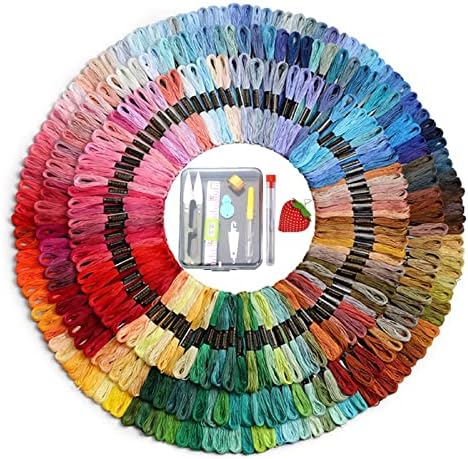 Dimensean 447 PCs Bordados fios de bordado arco -íris Floss Cross Stitch Flowins Hand Craft Premium Rainbow