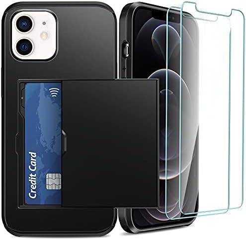 SUPBEC projetado para iPhone 12 Case, iPhone 12 Pro Case, Caixa de carteira com titular de cartão e protetor