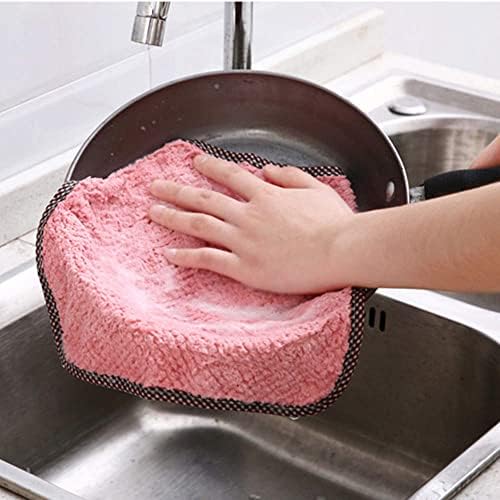 5 PC Cozinha de lã de coral e pano de lavagem do banheiro, pano de limpeza absorvente macio, toalha de