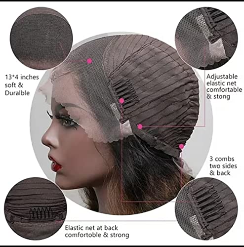 Destaque Balayage Destaque a peruca transparente redonda solta 13 × 4 T Lace Front Wig P1B/6 Human Human