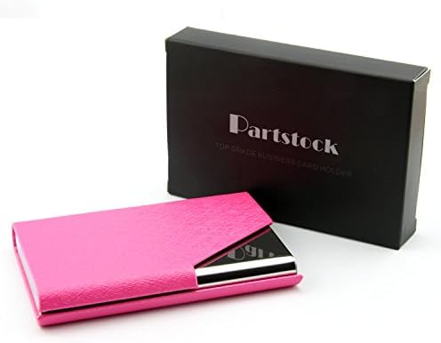 Partstock Ladys Cross Pattern PU PU Couro e aço inoxidável Nome do cartão de negócios Cartão da carteira