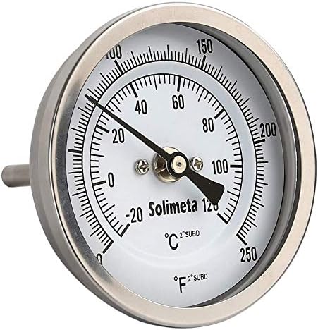Termômetro, 3 Dial, 2-1/2, 0-220 graus f/-10-100 graus C, -1% precisão, ajustável, 1/2 NPT