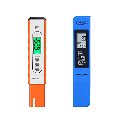Testador de pH digital de pH de ph vivosun, testador de laranja e TDS 3 em 1 TDs EC e medidor de temperatura