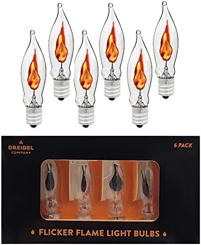 A empresa Dreidel Flicker Flame Flame Bulbs, lâmpadas de substituição E12, dança com um brilho laranja tremeluzente,