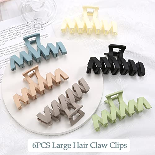 CLIPES DE CABELO DE 6 PCS, clipes de garra de jumbo de 4,5 polegadas para mulheres, clipes de garra de cabelo