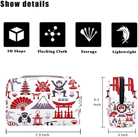 Bolsa de higiene pessoal, sacola de cosméticos de maquiagem para homens, padrão japonês Retro vermelho