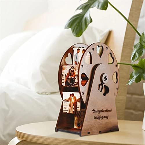 Topglory personalizada mini -gole de roda fotográfica Decoração de família com 8 fotos Ornamentos girando a moldura
