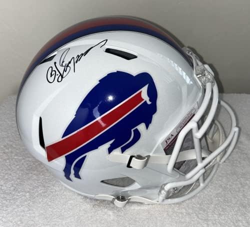 OJ Simpson assinou o capacete de futebol de Buffalo Bills de tamanho grande com autenticação JSA