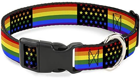 Farnle-Down Cat Collar Breakaway Bandro American Orgulho Rainbow Black 9 a 15 polegadas 0,5 polegadas de