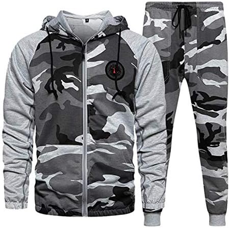 Men's Camouflage Athletic Tracksuits Casual Full Zip Runging Suits Sweat Jacket Sortpants 2 Peças Roupas