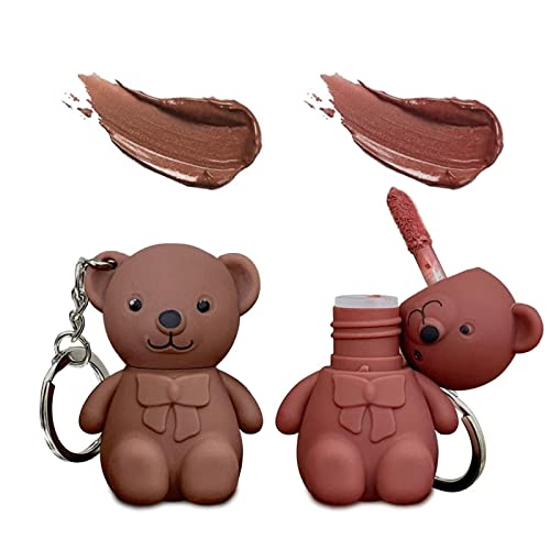2pcs Keychain Bear batons, 2 em 1 batom de urso -chave de corrente, batom de batom de urso