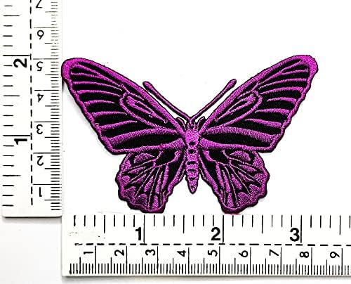 Hho Patch Conjunto de 3 peças. Patches roxos bordados de borboleta bordada de jardim inseto bug infantil