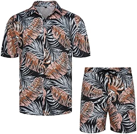 Camisas de flores masculinas Hawaiian Set Button Casual Down Down Manga Aloha Camisetas e roupas de shorts