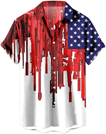 T-shirt de estrelas masculinas e listras com bolso de bandeira americana Button Down Dirse Mens Patriótico 1776