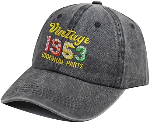 Funny Vintage 1953 Hat de partes originais, algodão lavado ajustável 70 Capace de beisebol de aniversário