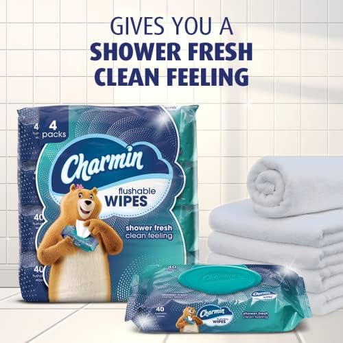 Charmin Wipes Flushable, 2 pacotes, 40 lenços por pacote