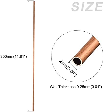 Tubo de cobre de metalixidade 6pcs, tubulação reta - para móveis para casa, máquinas, artesanato de bricolage