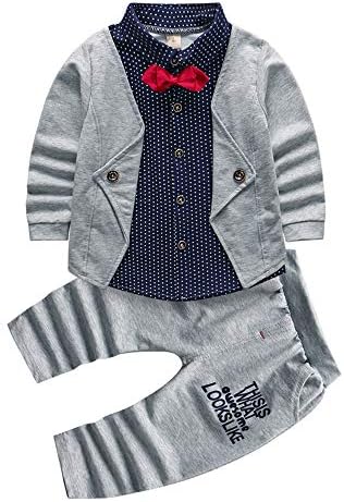 HZXVIC 2PCS Roupos de vestido de menino bebê roupas de criança infantil fatos formais para crianças camisa