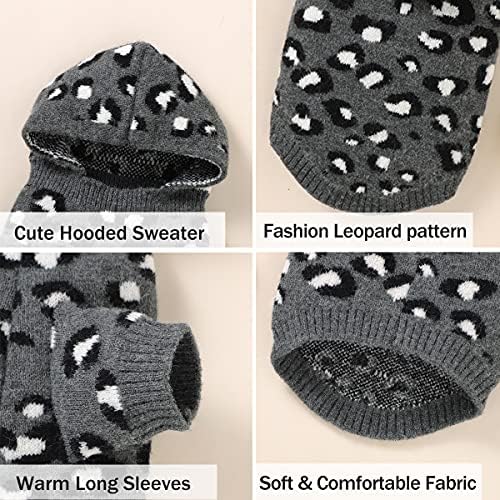 Suéter de cão fyzeg cães suéter de leopardo com capuz de cachorro suéter de roupa de malha com chapéu