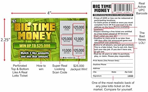 Bilhetes de loteria falsa da pijanada, esses cartões de bilhetes de loteria parecem super reais como