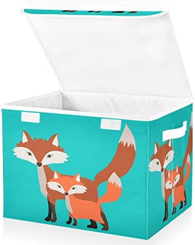InNewgogo Fox Bins com tampas para organizar recipientes de organizadores com alças Oxford Ploth Storage