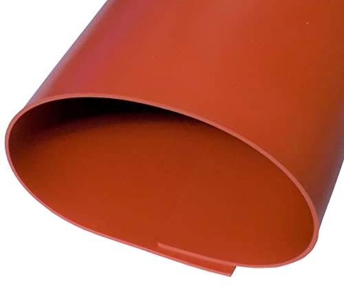 Folha de silicone de grau comercial exatamente vermelho de borracha - 1/32 x 9 ”x 12” 60A Durômetro, fabricado
