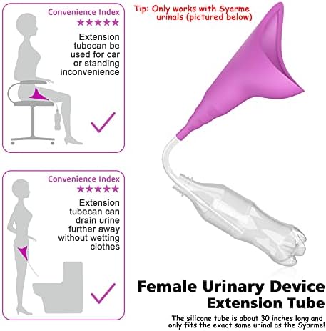 Tubo de silicone do dispositivo de micção feminina Syarme, tubo de extensão reutilizável, usado