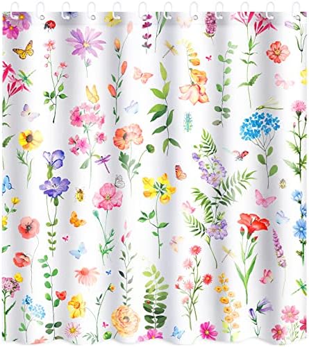 Cortinas de chuveiro de flor de primavera pré -Boun para banheiro cortina de chuveiro floral com