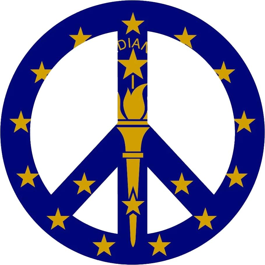 Indiana Flag Símbolo da paz Adesivo auto adesivo Vinil no sinal sem guerra - C3555 - 6 polegadas ou