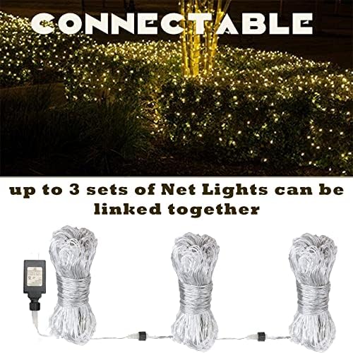 Luzes de rede ao ar livre, 10 pés × 10 pés de malha de gazebo, 270 LED 8 modos de iluminação, luzes de rede conectáveis