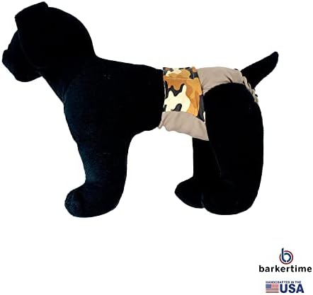 Camo marrom de Barkertime em fralda de cachorro à prova d'água premium marrom, xl, com orifício de traseira
