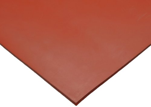 Folha de silicone, durômetro 50A, acabamento liso, apoio adesivo, vermelho, 0,125 de espessura, 36 de largura,