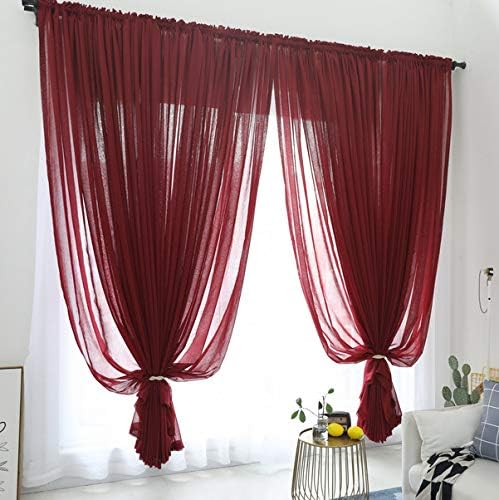 Quarto de meninas linho sólido cortinas pura painéis de tule para sala de estar fluxo leve tecido fino