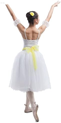 n/um corpete de spandex branco vestido de dança romântica longa com flores em decote na dança