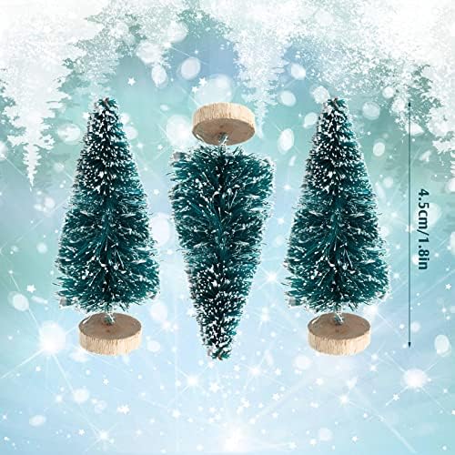 96 peças Mini árvores de Natal Trees Trees Plástico Mini Pinheiro de Sisal com Base Base de Neve Base Coloque