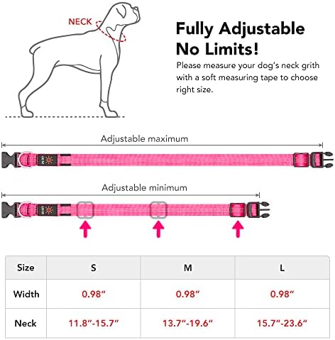 Pzrlit LED Light Up Collars Dog Collars Micro USB Recarregável, Totalmente Ajustável e Brilho Brilho