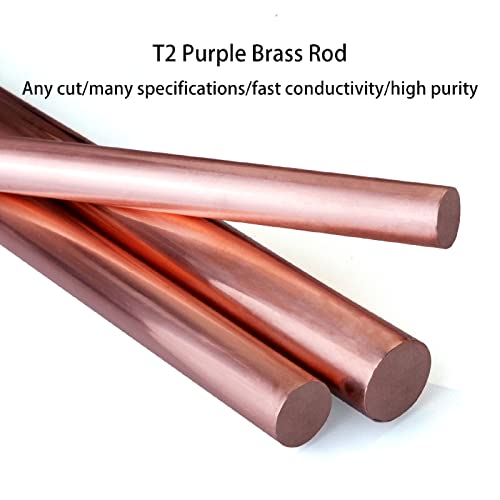 Hastes de latão T2 Hastes sólidas de latão de latão redonda Brass Brass Stock para DIY Drift Punches Torno, 12mm 14mm 15mm de 16 mm a 80 mm dia, 400 mm de comprimento, 32 mm