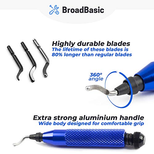 Kit de ferramentas de debrérmo Broadbasic com 20 lâminas de aço de alta velocidade | Burr de borda Remova para metal, tubo de encanamento em PVC, impressão 3D, plástico, cobre, arte de resina