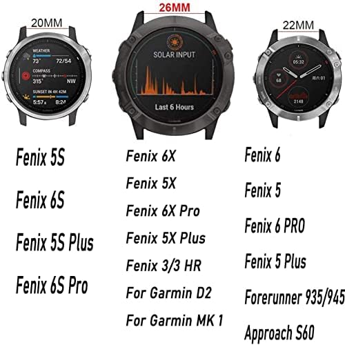 Puryn 20/22/26mm Watchband para Garmin Fenix ​​6 6s 6x Pro 5 5x 5s mais 3HR 935 Mk2 Banda de silicone RELEAÇÃO