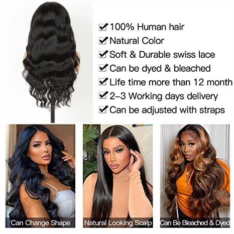 Kareenma Body Wave 13x6 Lace Front Glulesless Hair Human Human Pré pegue 180% de densidade de cabelos