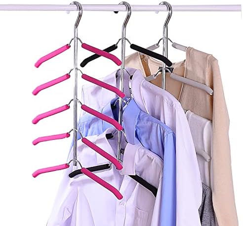 Cabides de árvore da blusa Jfflyit Cabides de roupas de várias camadas 3 pacote 5 em 1 Organizador de armário