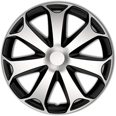 Capas de roda definidas Mega 14 polegadas de prata/preto